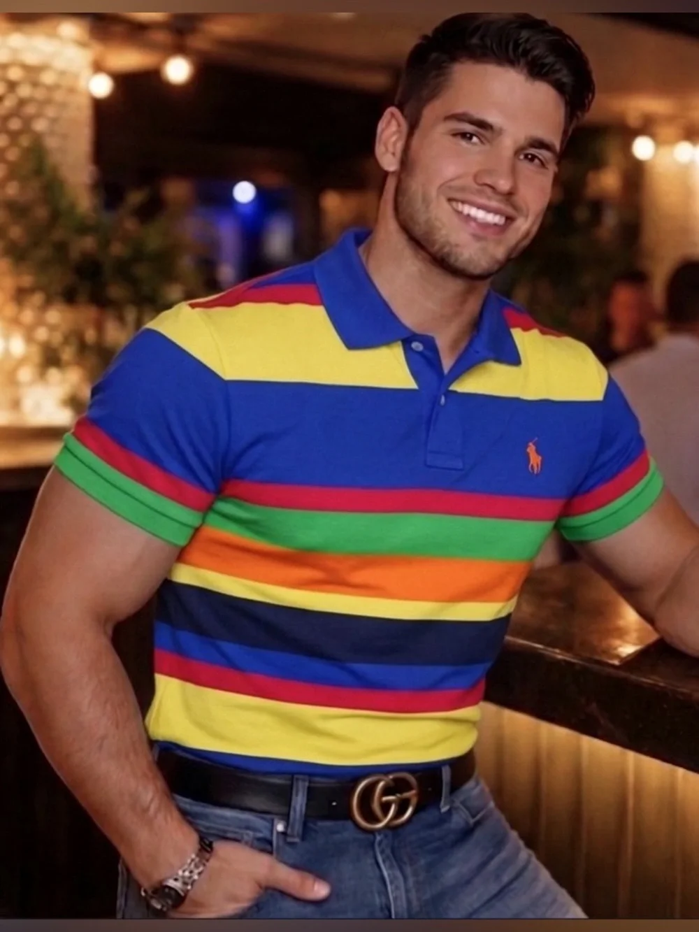 Polo Ralph Lauren Men’s Multicolor Stripe Cotton Polo Shirt